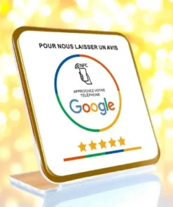 Cette image montre une plaque d'avis NFC Google moderne Le texte 