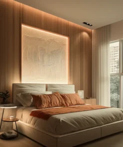 mirs 63124 A modern minimalist bedroom with a luminous coffee 25816e19 a414 4d88 b211 10015a220d87 2
