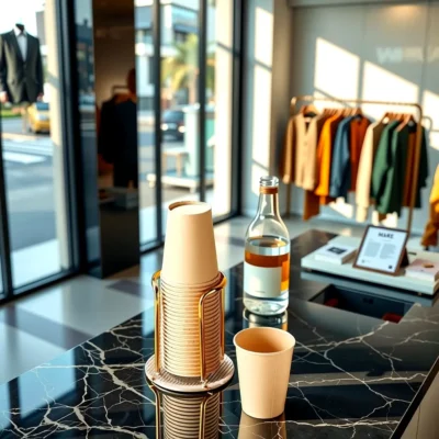 Distributeur de gobelets doré