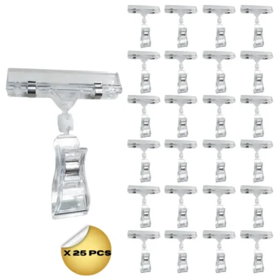 Pince Porte-Étiquette Professionnelle – Lot de 25 Clips Robustes