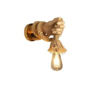 Lampe Murale Vintage Style Robot avec Corde de Chanvre E27
