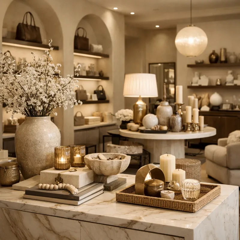 Décoration boutique professionnelle : ambiance soignée et accessoires déco